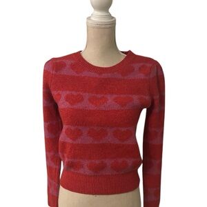 Red and Purple Heart Pattern Sweater